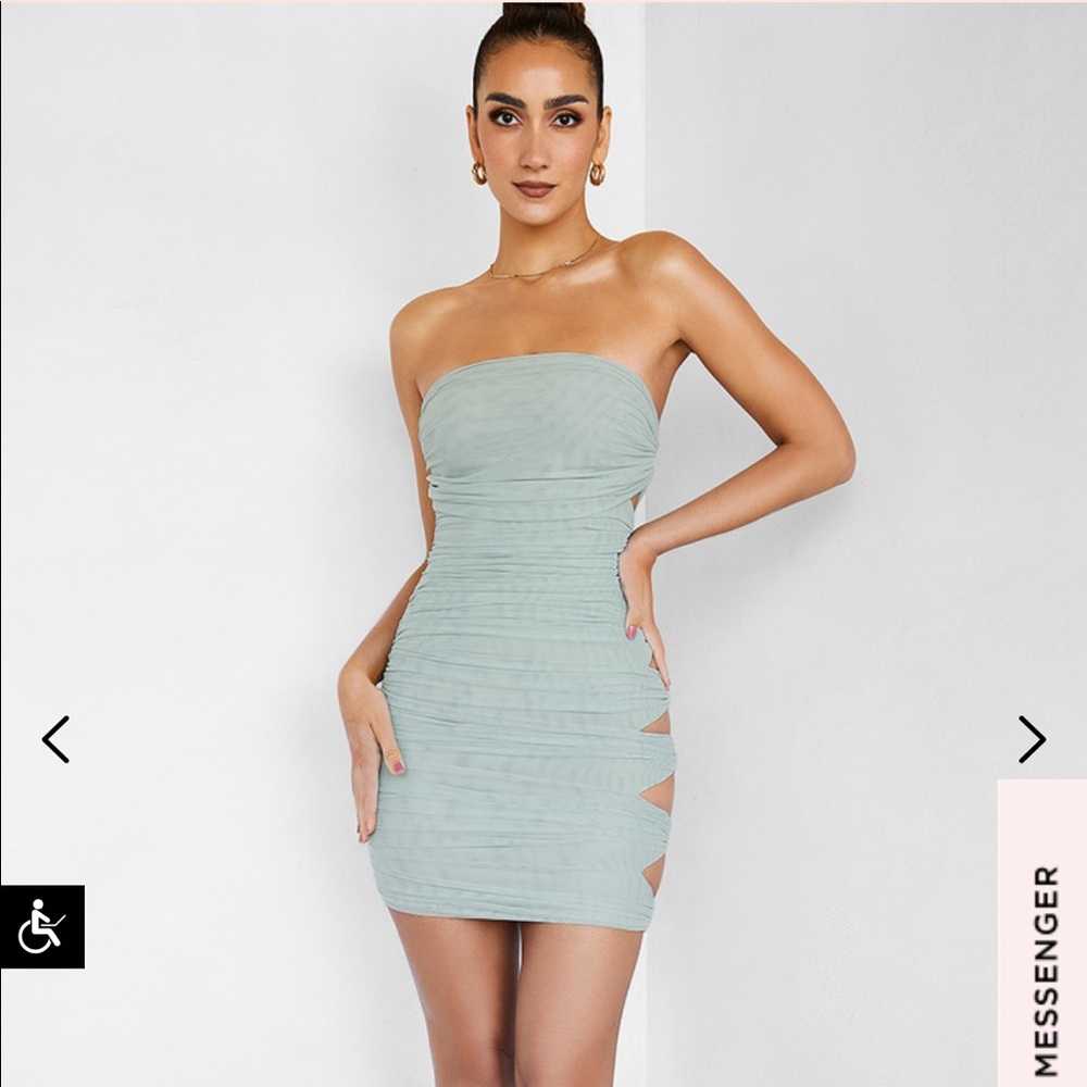 MISTRESS ROCKS SITTING PRETTY MINT MESH CUTOUT MINI DRESS